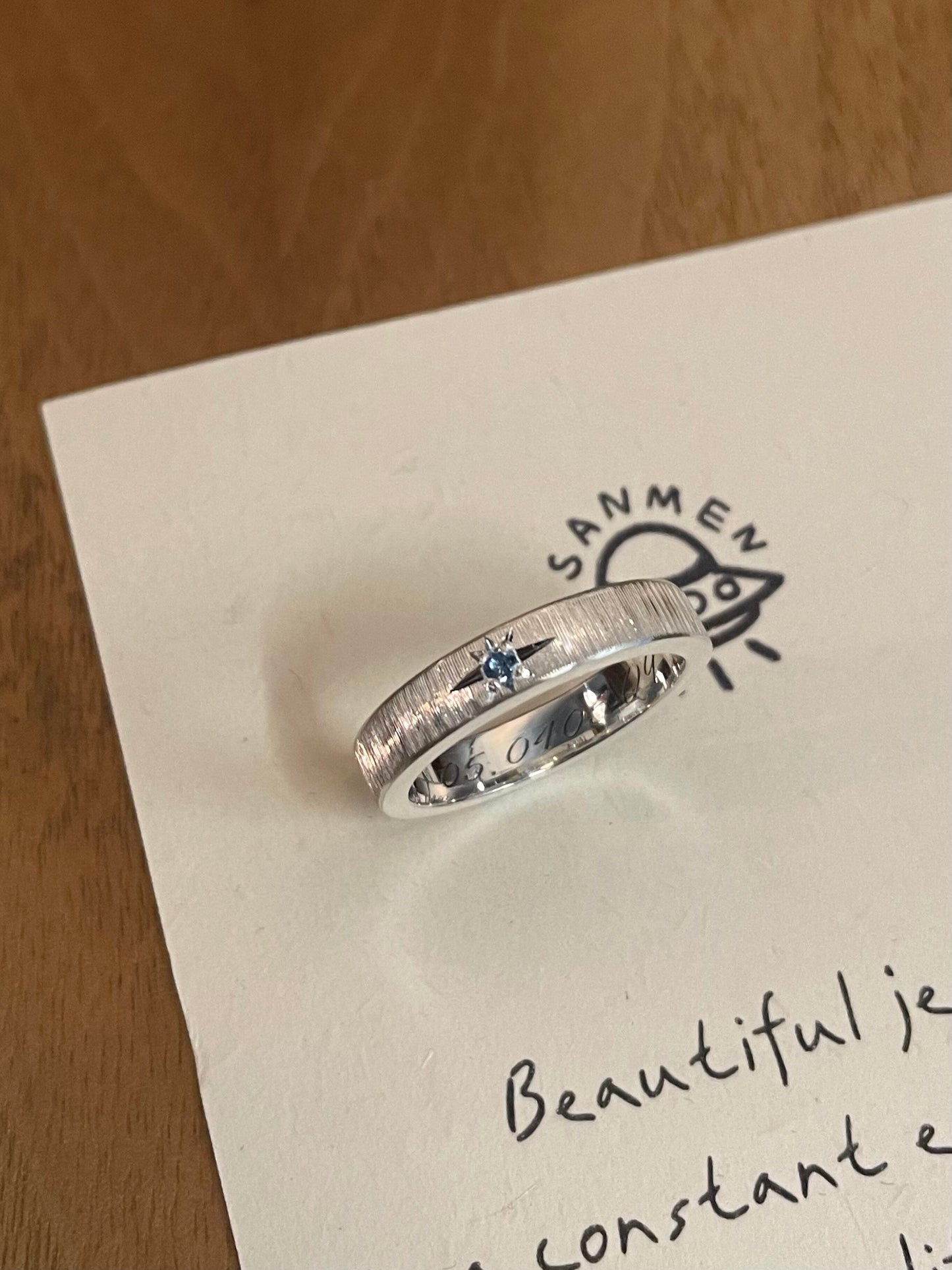 Handmade Blue Zirconia Brushed Ring-One Star Collections
(Free Customization)
