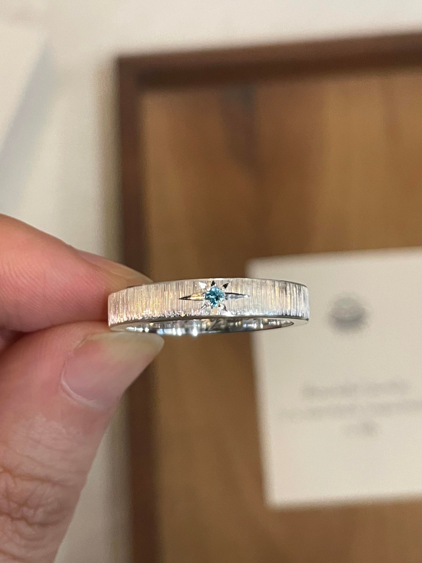 Handmade Blue Zirconia Brushed Ring-One Star Collections
(Free Customization)