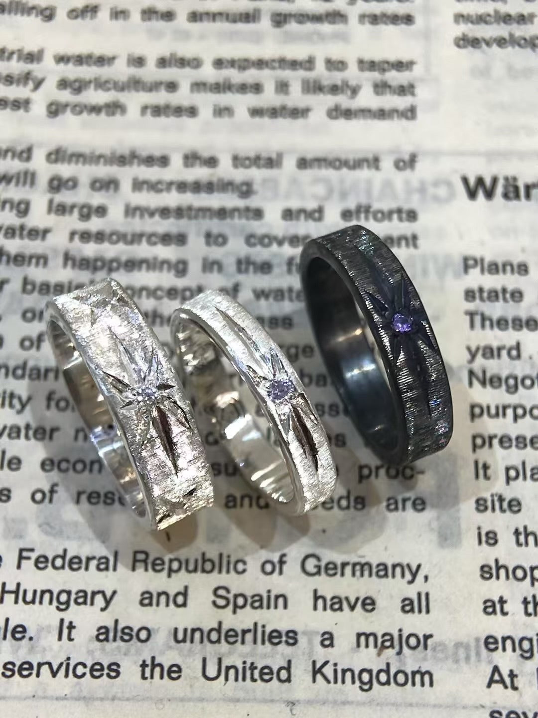 Handmade Black Zirconia Brushed Ring - One Star Collection (Limited time offer only 20 pieces)