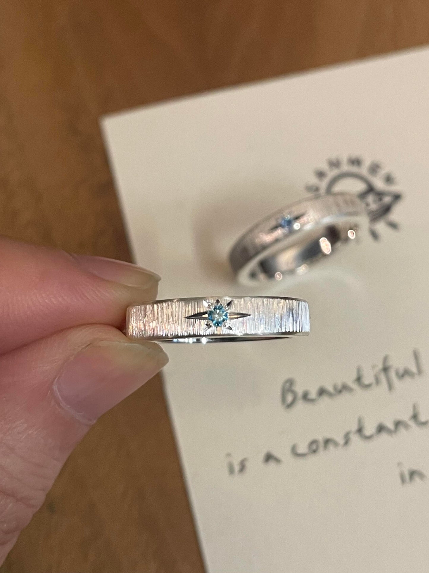 Handmade Blue Zirconia Brushed Ring-One Star Collections
(Free Customization)
