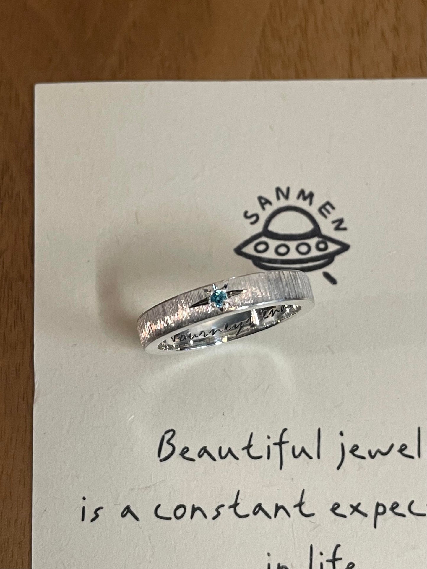 Handmade Blue Zirconia Brushed Ring-One Star Collections
(Free Customization)