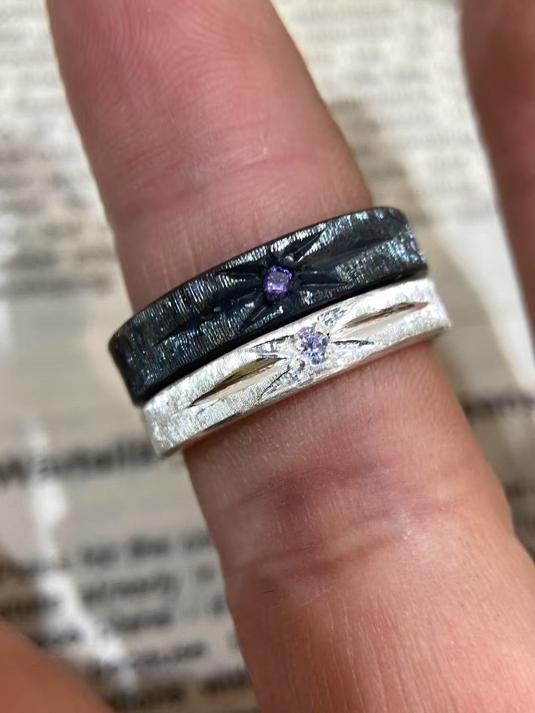 Handmade Black Zirconia Brushed Ring - One Star Collection (Limited time offer only 20 pieces)