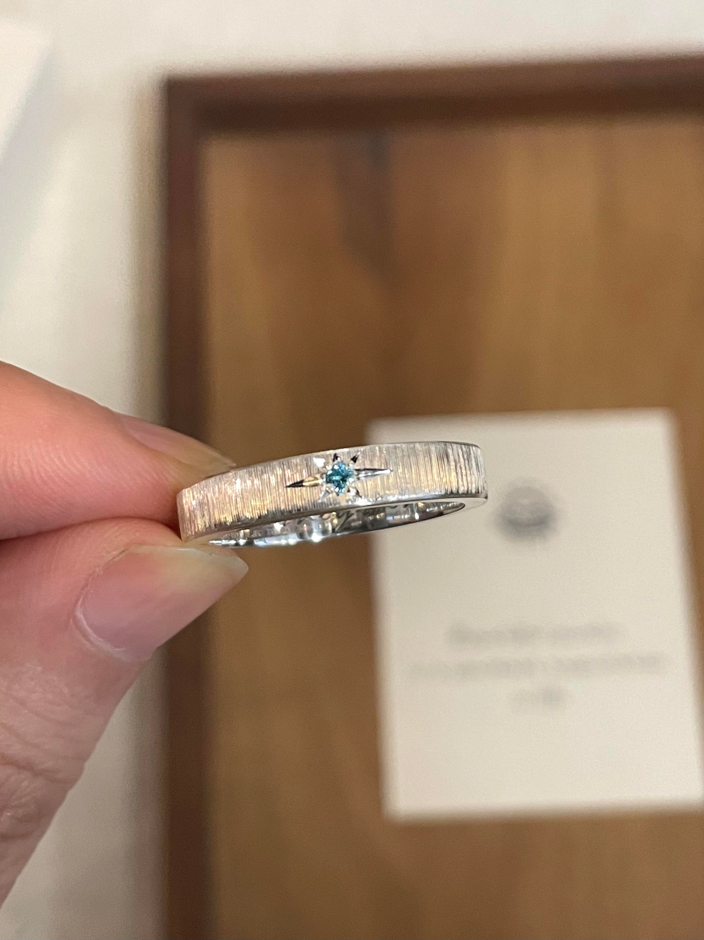 Handmade Blue Zirconia Brushed Ring-One Star Collections
(Free Customization)