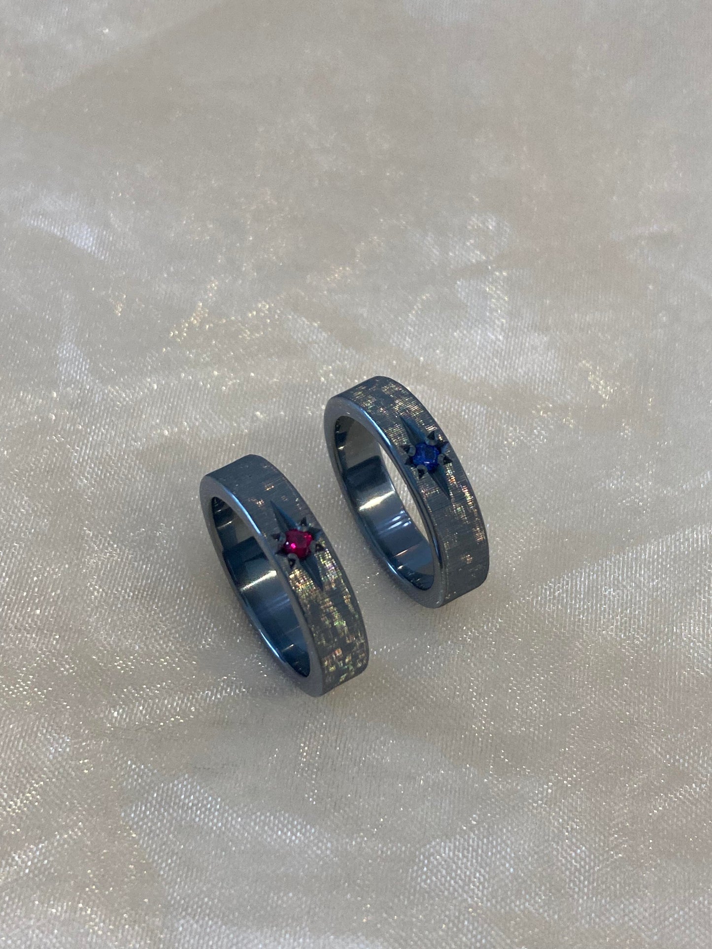 Handmade Zirconia Black Brushed Ring - One Star Collection (Free Customization)