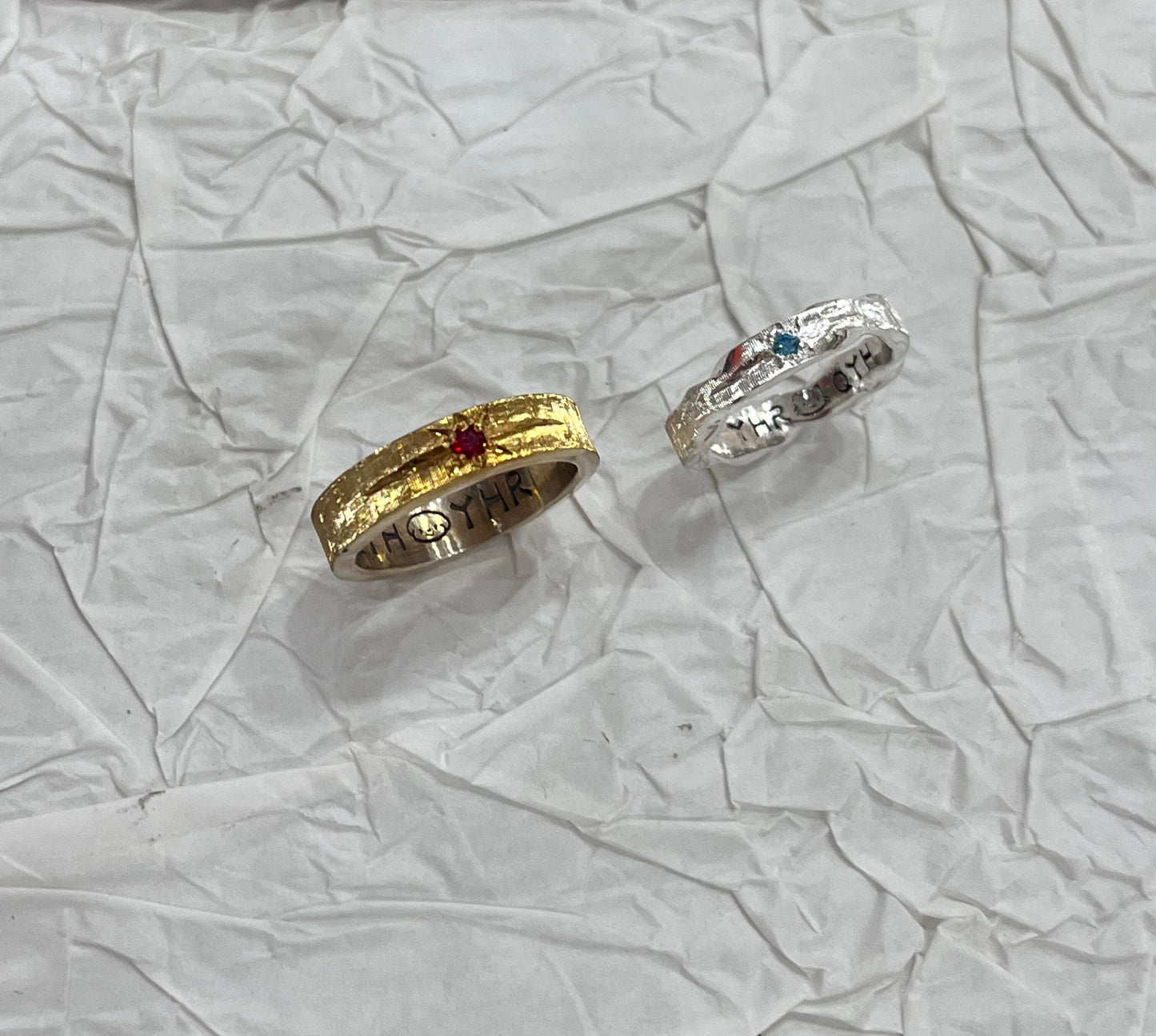 Handmade Gold Zirconia Brushed Ring- Golden Silk Manslon Collection (Free Customization)