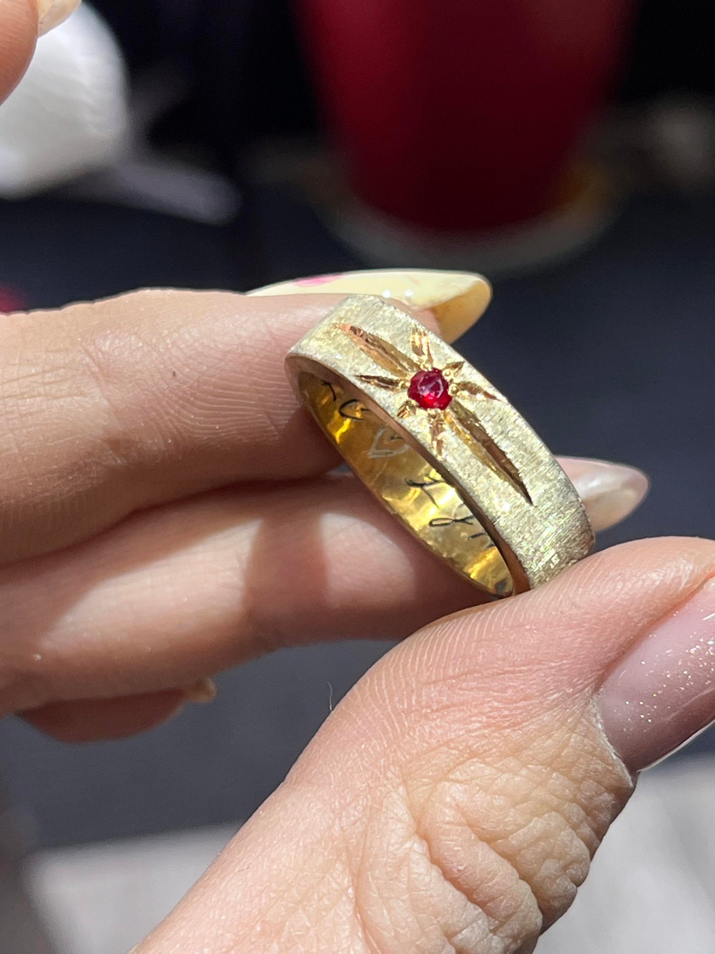 Handmade Gold Zirconia Brushed Ring- Golden Silk Manslon Collection (Free Customization)