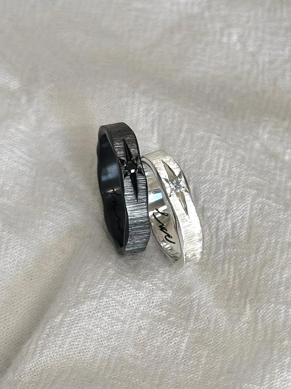Handmade Black Zirconia Brushed Ring Series