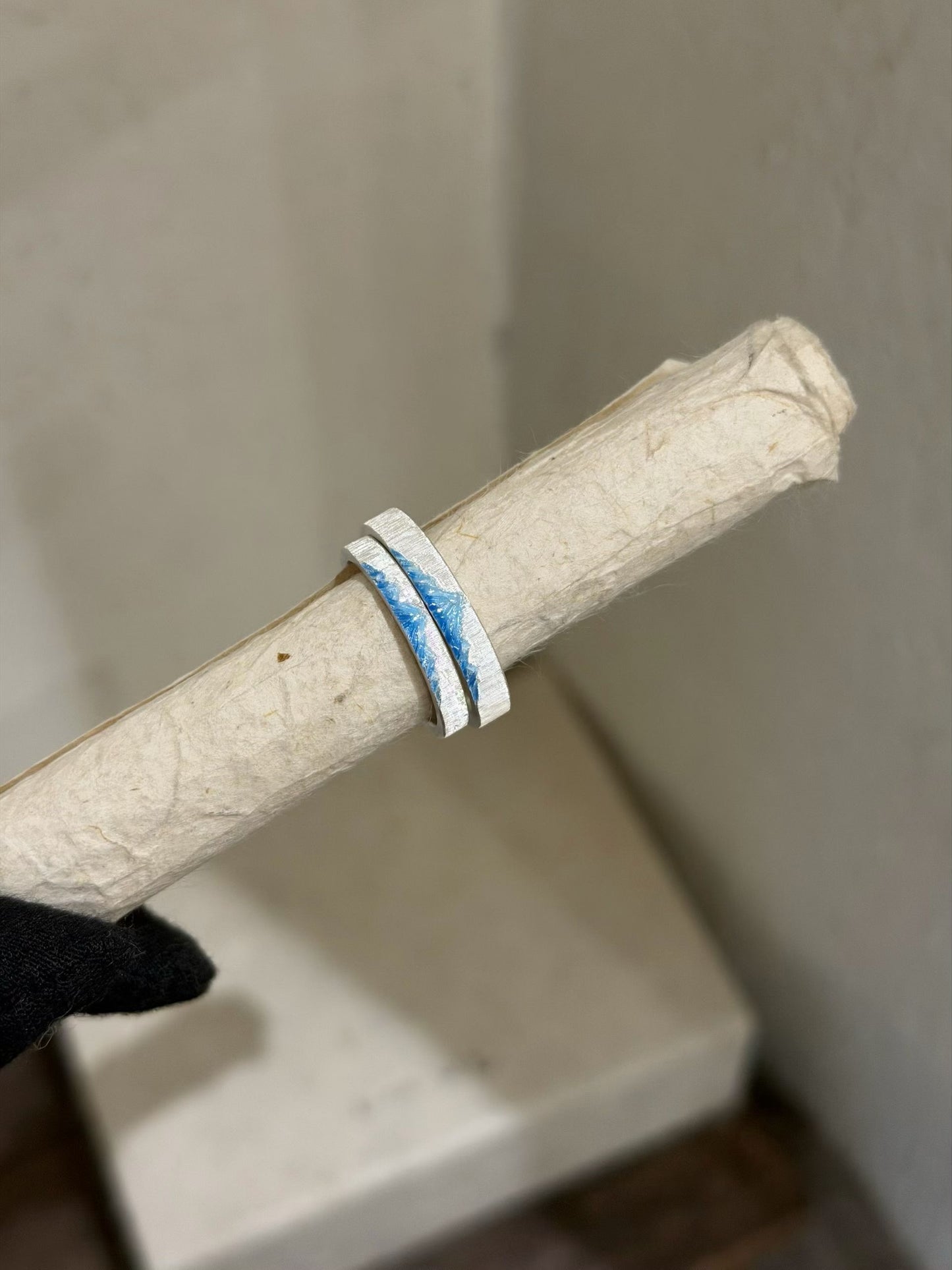 Enamel Ring—Snow-Capped Volcano