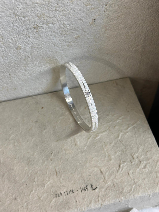 Handmade White Zirconia Brushed  Bracelet-Starburst Collection Star 💫