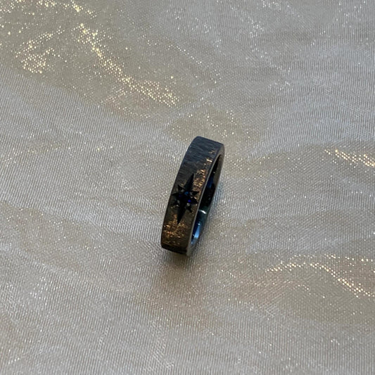 Handmade Black Zirconia Brushed Ring - One Star Collection (Free Customization)
