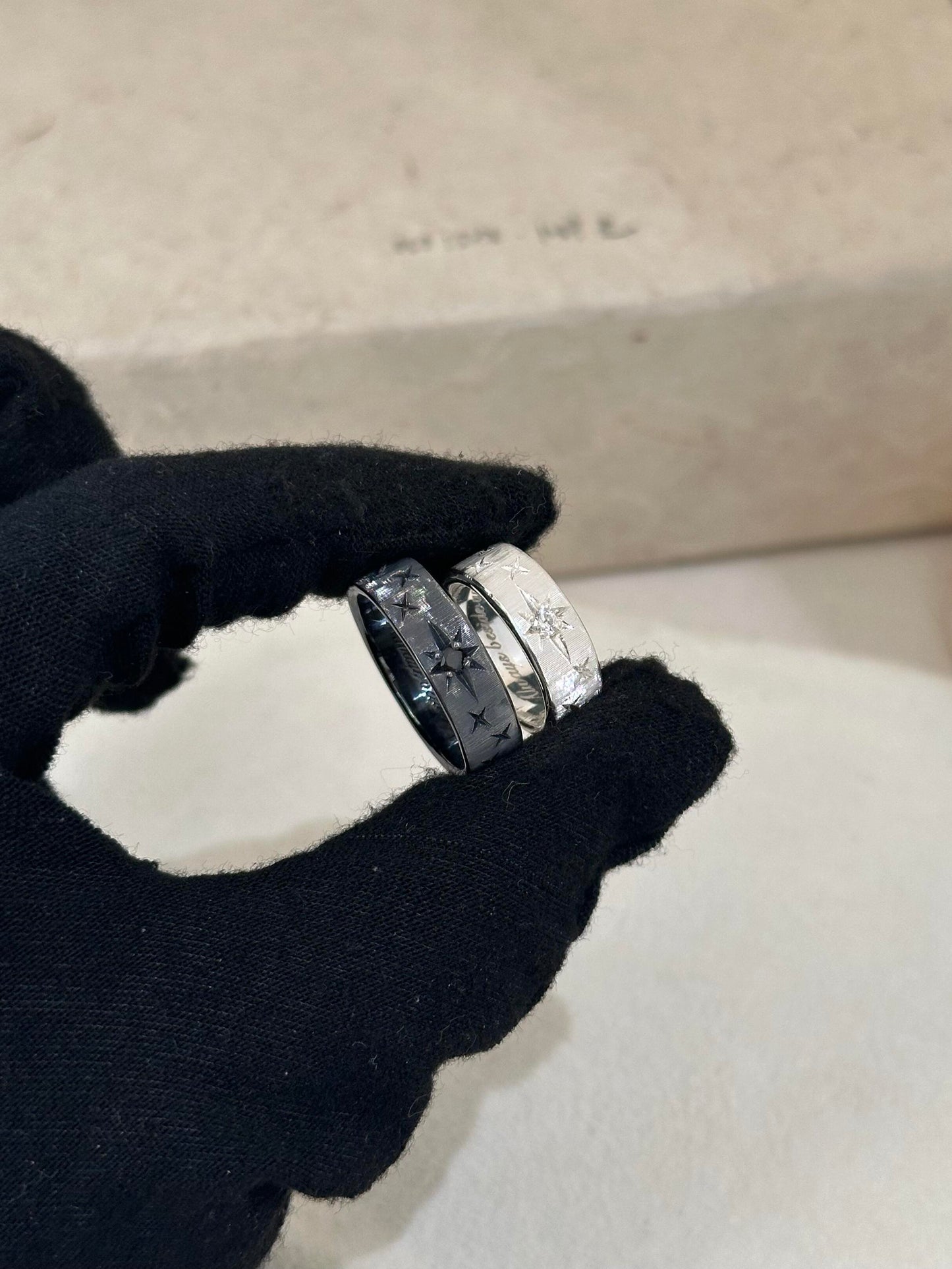 Handcrafted White and Blue Zirconia Brushed Finish Ring - Circle of Starlight Collection (Free Customisation)