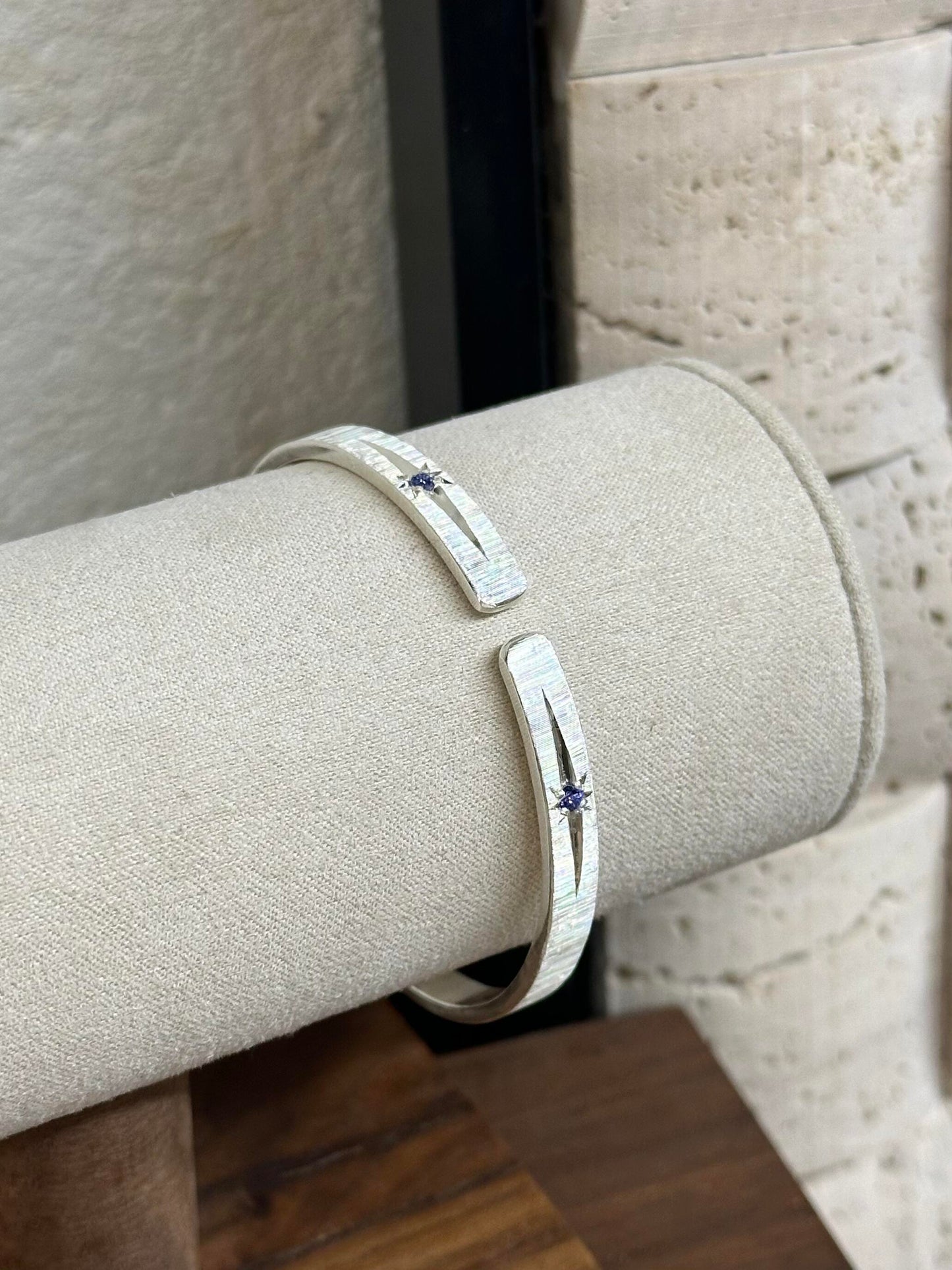 Handmade Blue Zirconia Brushed  Bracelet-Starburst Collection Star 💫