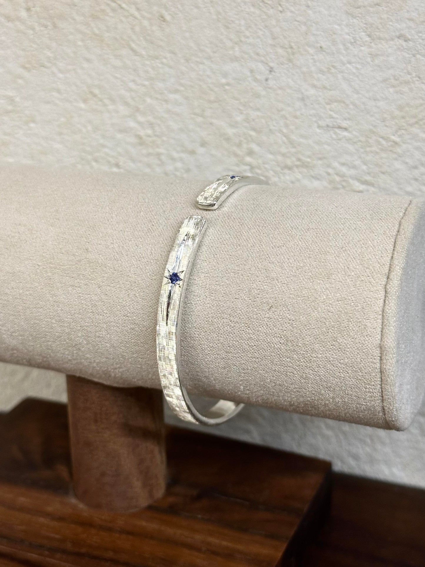 Handmade Blue Zirconia Brushed  Bracelet-Starburst Collection Star 💫