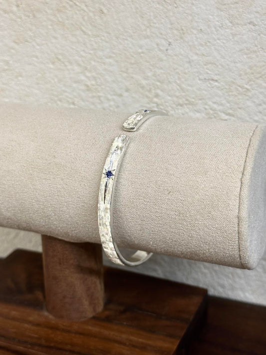 Handmade Blue Zirconia Brushed  Bracelet-Starburst Collection Star 💫