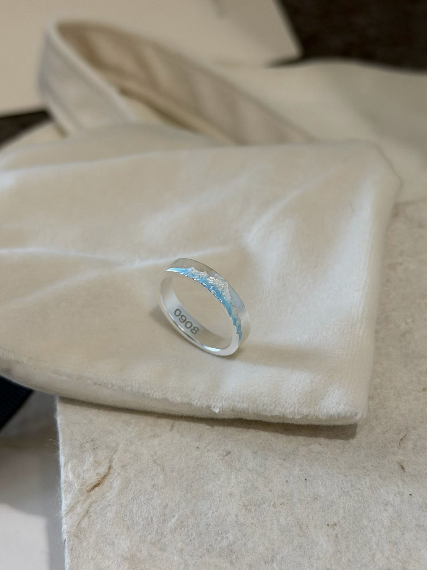 Enamel Ring—Snow-Capped Volcano