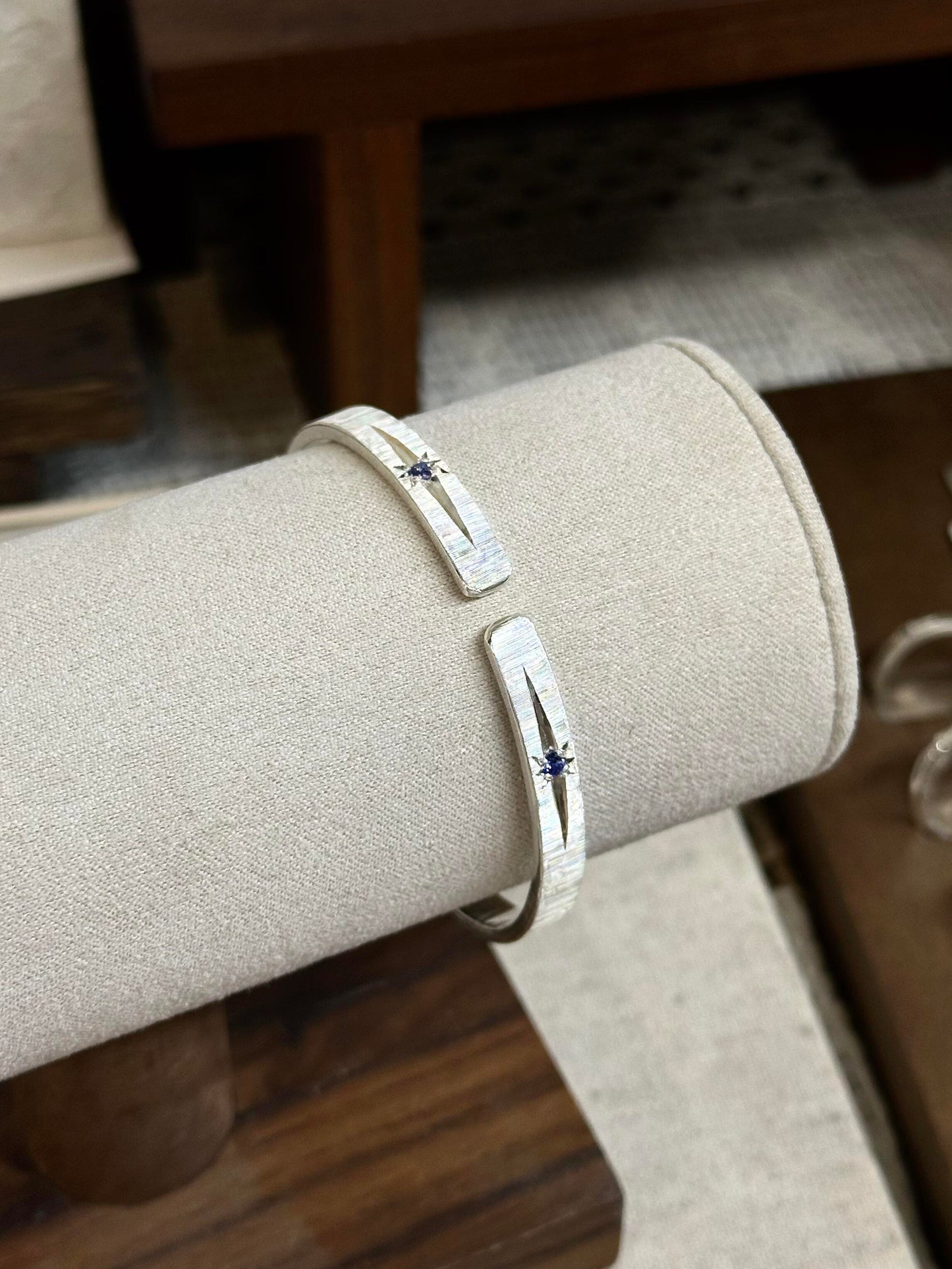Handmade Blue Zirconia Brushed  Bracelet-Starburst Collection Star 💫
