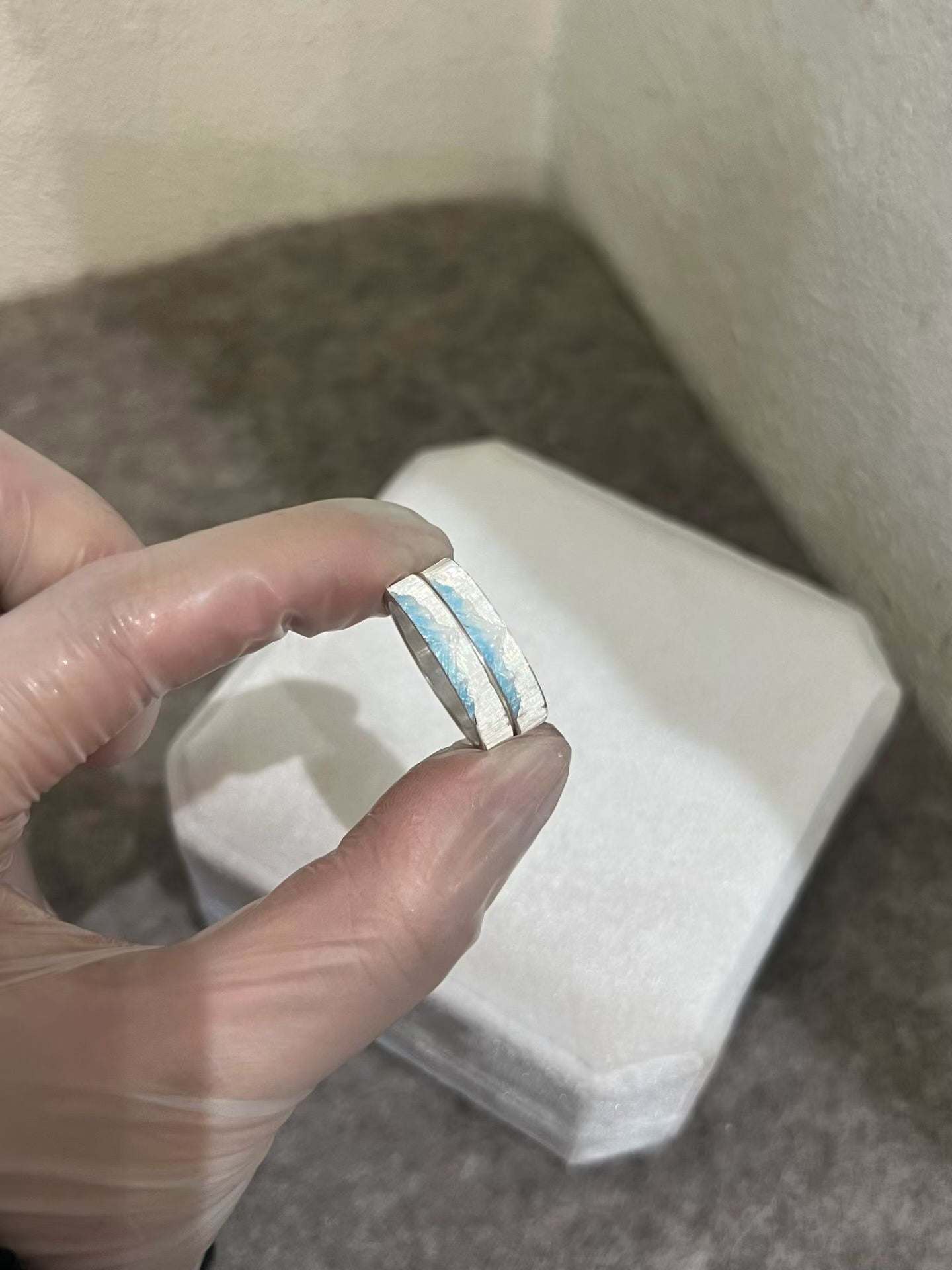 Enamel Ring—Snow-Capped Volcano