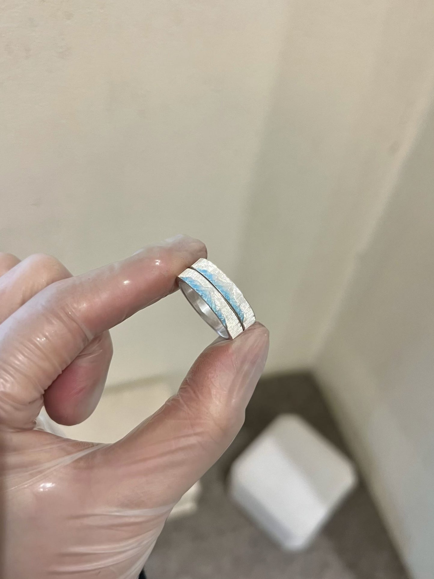 Enamel Ring—Snow-Capped Volcano