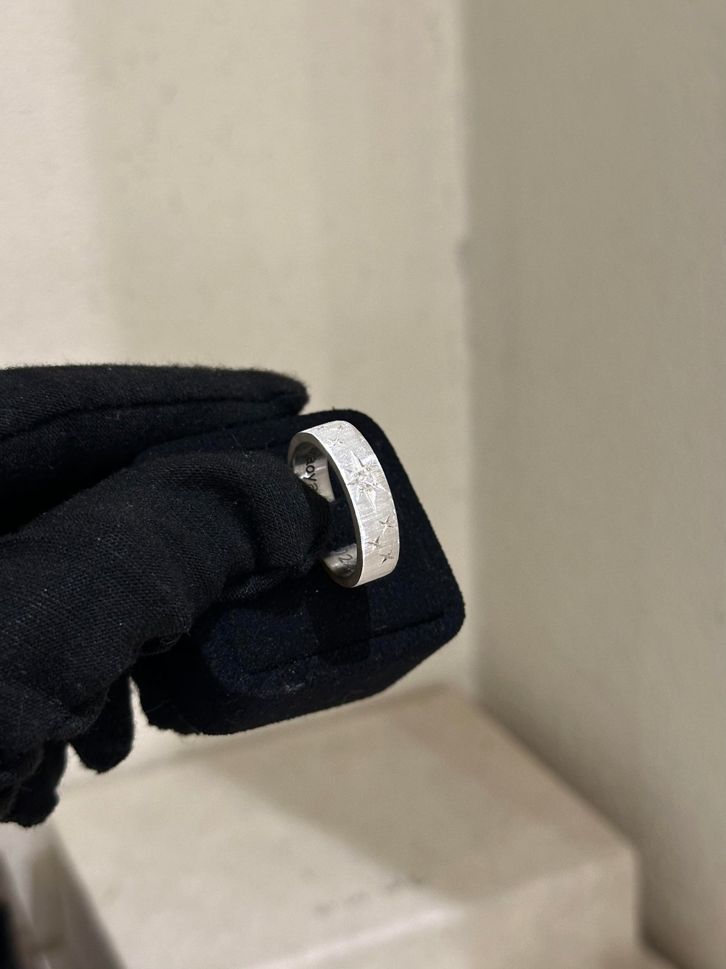 Handcrafted White and Blue Zirconia Brushed Finish Ring - Circle of Starlight Collection (Free Customisation)