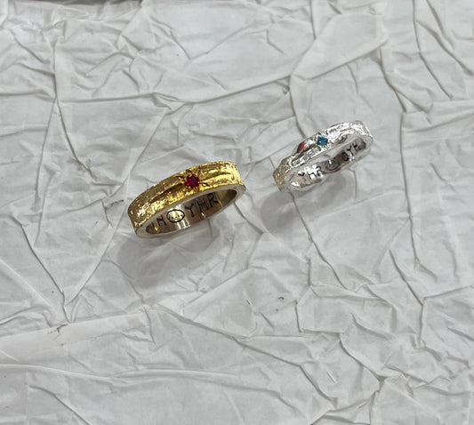 Handmade Gold Zirconia Brushed Ring- Golden Silk Manslon Collection  (Free Customization)