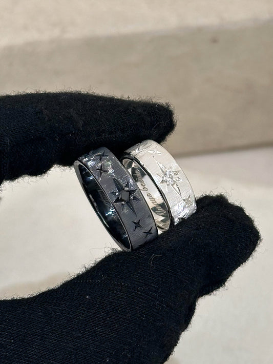 Handcrafted White and Blue Zirconia Brushed Finish Ring - Circle of Starlight Collection (Free Customisation)