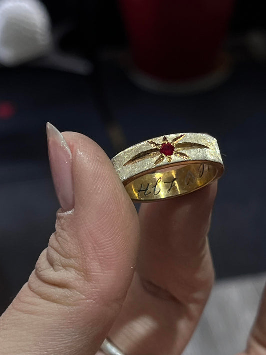 Handmade Gold Zirconia Brushed Ring- Golden Silk Manslon Collection  (Free Customization)